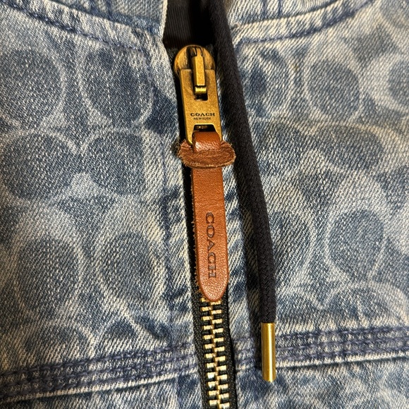 Coach Signature Denim Hooded Zip Up Jacket - Picture 8 of 10